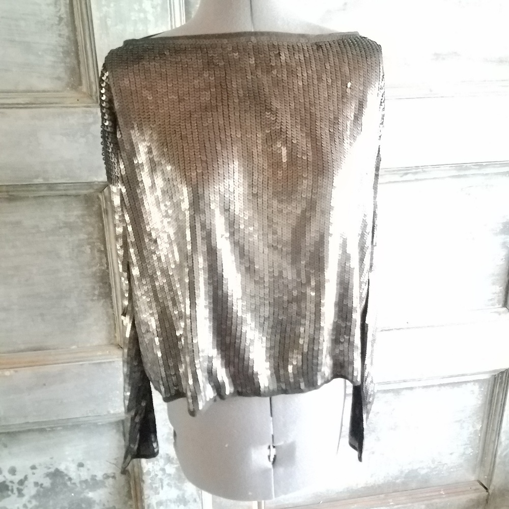 RO I Paris S  black/gray sequined off shoulder sweater